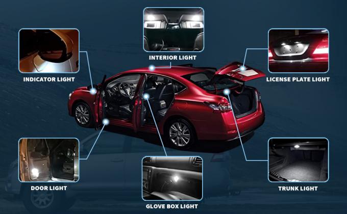 194 หลอดไฟ LED สำหรับรถยนต์ 6500K Wedge T10 SMD 5050 Chips 8