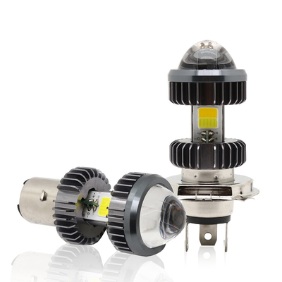 หลอดไฟหน้า LED สำหรับรถจักรยานยนต์ เครื่องฉาย H4 BA20D Dual Color 20W Mini Fog Driving Lights Bulbs