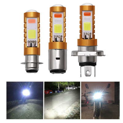 3 สี COB LED ไฟหน้า H4 H6 80W P15D BA20D สีขาว สีน้ำเงิน สีแดง