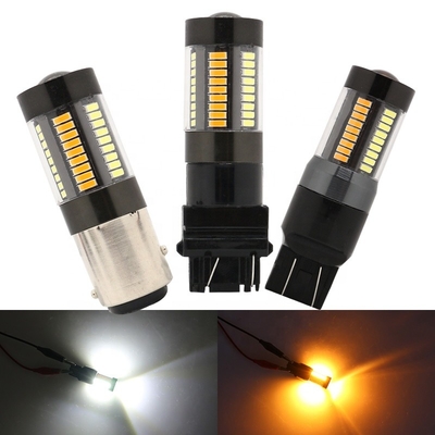 ไฟเลี้ยวเบรก LED 1157 3157 7443 4014 66SMD สีคู่ สีขาว สีเหลือง 12V Switchback