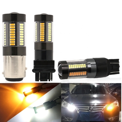 ไฟเลี้ยวเบรก LED 1157 3157 7443 4014 66SMD สีคู่ สีขาว สีเหลือง 12V Switchback