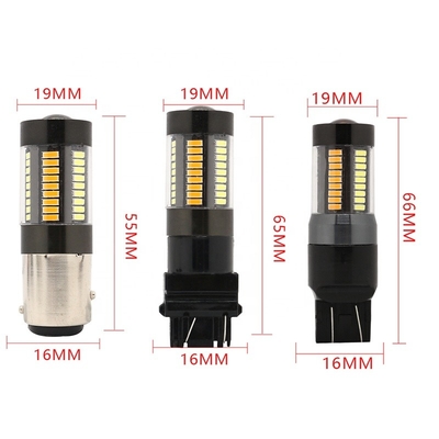 ไฟเลี้ยวเบรก LED 1157 3157 7443 4014 66SMD สีคู่ สีขาว สีเหลือง 12V Switchback