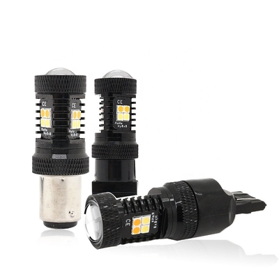 สีคู่สีขาวสีเหลือง 12V Switchback LED เบรคไฟเลี้ยว 1157 3157 7443 3030 16SMD