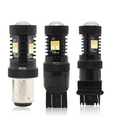 สีคู่สีขาวสีเหลือง 12V Switchback LED เบรคไฟเลี้ยว 1157 3157 7443 3030 16SMD