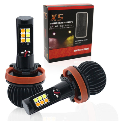 H1 H3 H4 H7 H8 H11 9006 880 หลอดไฟ LED แฟลช LED สองสี