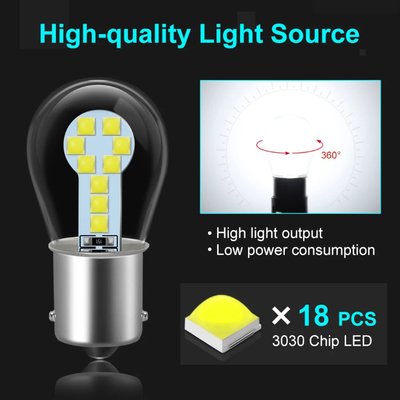 1156 BA15S LED 1157 BAY15D ไฟเบรก LED ไฟเลี้ยวแบบสัมผัสเดี่ยว / คู่ Bayonet