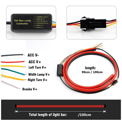ไฟ LED สีแดงกระพริบไฟหน้ารถ LED Tube Strip ไฟเบรกดวงที่สามด้านหลังหางสูง Mount