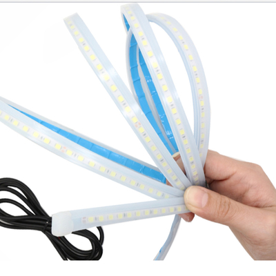 2pcs 12V ไฟหน้ารถกันน้ำแบบยืดหยุ่น LED หลอด Strip ไฟเลี้ยวเบรคไฟ LED DRL