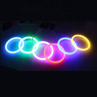 Cotton Light Cob Led Angel Eyes ไฟหน้ารถ 70 มม. สีแดงสีน้ำเงินไฟตัดหมอก 12-18V 60 มม. 80 มม