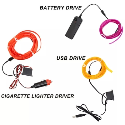 RGB Neon ตกแต่ง EL Wire ไฟบรรยากาศภายในรถ USB DIY ไฟเย็น line