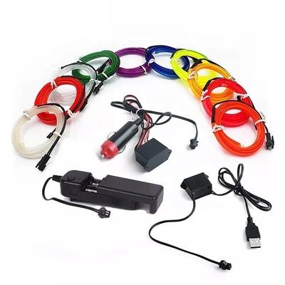 RGB Neon ตกแต่ง EL Wire ไฟบรรยากาศภายในรถ USB DIY ไฟเย็น line