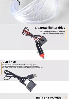 RGB Neon ตกแต่ง EL Wire ไฟบรรยากาศภายในรถ USB DIY ไฟเย็น line