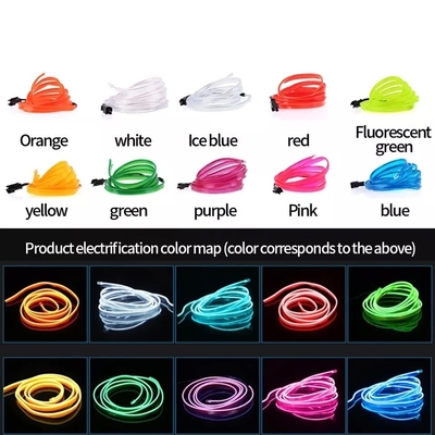 RGB Neon ตกแต่ง EL Wire ไฟบรรยากาศภายในรถ USB DIY ไฟเย็น line