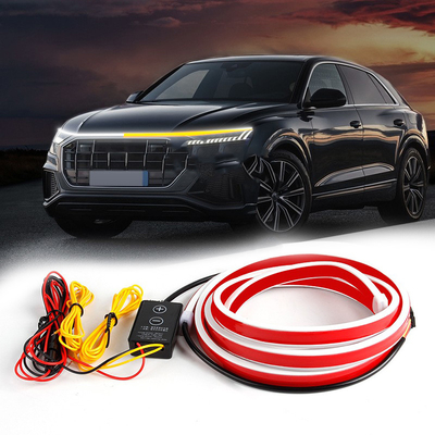 12V DIY รถ Hood สายไฟ LED สายไฟ LED สีขาว กลางวัน ไฟวิ่ง ไฟตกแต่ง ไฟหลัง ไฟอากาศยาว