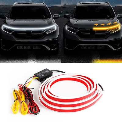 12V DIY รถ Hood สายไฟ LED สายไฟ LED สีขาว กลางวัน ไฟวิ่ง ไฟตกแต่ง ไฟหลัง ไฟอากาศยาว