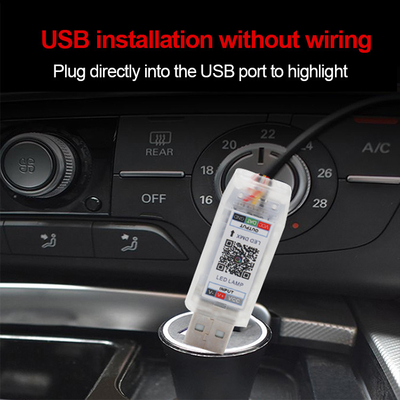 DC5V-12V RGB LED การตกแต่งภายในรถยนต์ บรรยากาศ แสง Acrylic APP การควบคุม สไตล์ซ่อน