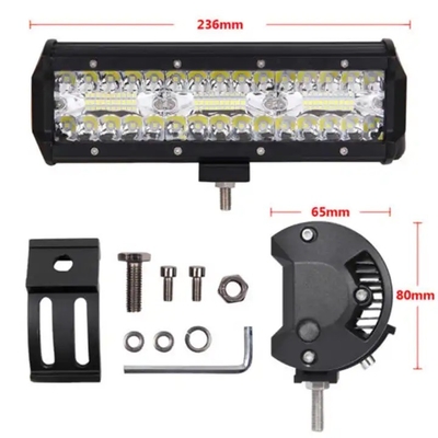 9 นิ้ว 180W ดับเบิลแถว LED แสงบาร์ สีขาว / แอมเบอร์ สําหรับรถนอกถนน