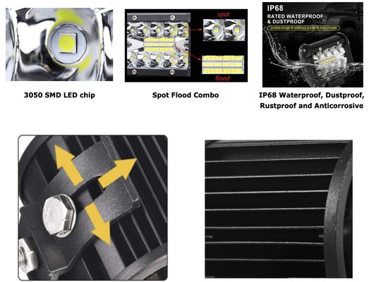 9 นิ้ว 180W ดับเบิลแถว LED แสงบาร์ สีขาว / แอมเบอร์ สําหรับรถนอกถนน