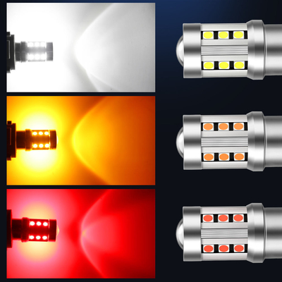 ไฟไฟสัญลักษณ์การหันรถไฟฟ้า LED สีขาวทั่วไป1156 1157 3030 15SMD ไฟหลอด LED สีขาวเหลือง Canbus ทะเบียนทะเบียนภายใน LED