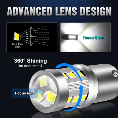 ไฟไฟสัญลักษณ์การหันรถไฟฟ้า LED สีขาวทั่วไป1156 1157 3030 15SMD ไฟหลอด LED สีขาวเหลือง Canbus ทะเบียนทะเบียนภายใน LED
