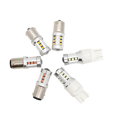 ไฟไฟสัญลักษณ์การหันรถไฟฟ้า LED สีขาวทั่วไป1156 1157 3030 15SMD ไฟหลอด LED สีขาวเหลือง Canbus ทะเบียนทะเบียนภายใน LED