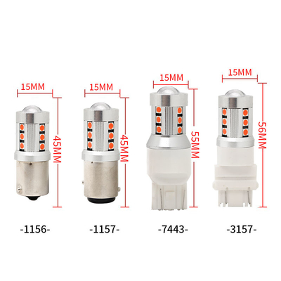 ไฟไฟสัญลักษณ์การหันรถไฟฟ้า LED สีขาวทั่วไป1156 1157 3030 15SMD ไฟหลอด LED สีขาวเหลือง Canbus ทะเบียนทะเบียนภายใน LED