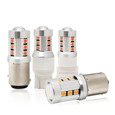 ไฟไฟสัญลักษณ์การหันรถไฟฟ้า LED สีขาวทั่วไป1156 1157 3030 15SMD ไฟหลอด LED สีขาวเหลือง Canbus ทะเบียนทะเบียนภายใน LED