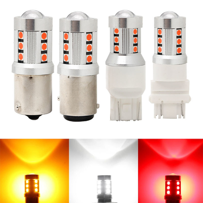 ไฟไฟสัญลักษณ์การหันรถไฟฟ้า LED สีขาวทั่วไป1156 1157 3030 15SMD ไฟหลอด LED สีขาวเหลือง Canbus ทะเบียนทะเบียนภายใน LED