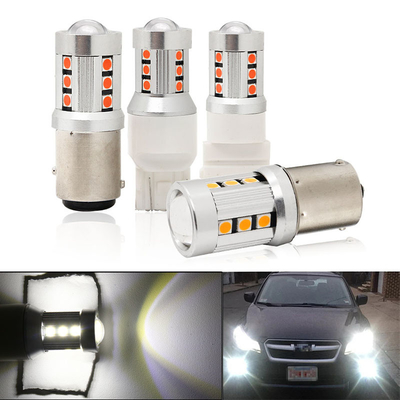 ไฟไฟสัญลักษณ์การหันรถไฟฟ้า LED สีขาวทั่วไป1156 1157 3030 15SMD ไฟหลอด LED สีขาวเหลือง Canbus ทะเบียนทะเบียนภายใน LED
