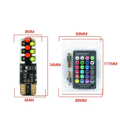 ความสว่าง รถชนิดใหม่ ด้านใน LED หลอดไฟ T10 5050 6SMD สี RGB With RGB With Remote แสงสตรีบ