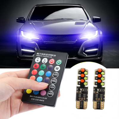 ความสว่าง รถชนิดใหม่ ด้านใน LED หลอดไฟ T10 5050 6SMD สี RGB With RGB With Remote แสงสตรีบ