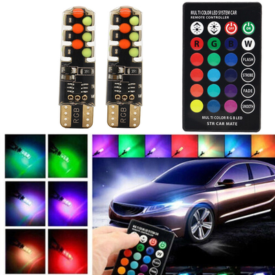 ความสว่าง รถชนิดใหม่ ด้านใน LED หลอดไฟ T10 5050 6SMD สี RGB With RGB With Remote แสงสตรีบ