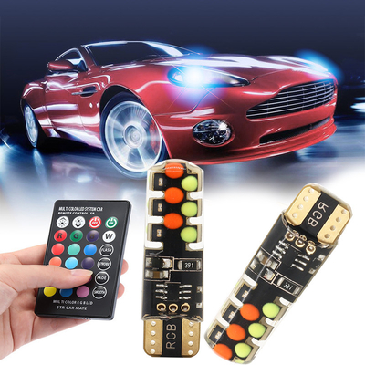 ความสว่าง รถชนิดใหม่ ด้านใน LED หลอดไฟ T10 5050 6SMD สี RGB With RGB With Remote แสงสตรีบ
