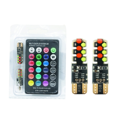 ความสว่าง รถชนิดใหม่ ด้านใน LED หลอดไฟ T10 5050 6SMD สี RGB With RGB With Remote แสงสตรีบ