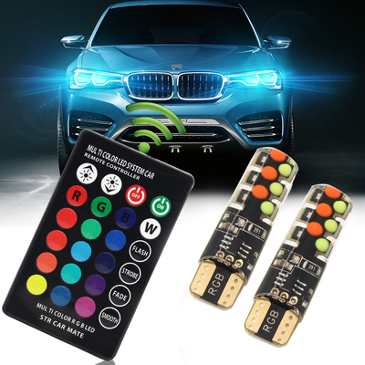 ความสว่าง รถชนิดใหม่ ด้านใน LED หลอดไฟ T10 5050 6SMD สี RGB With RGB With Remote แสงสตรีบ