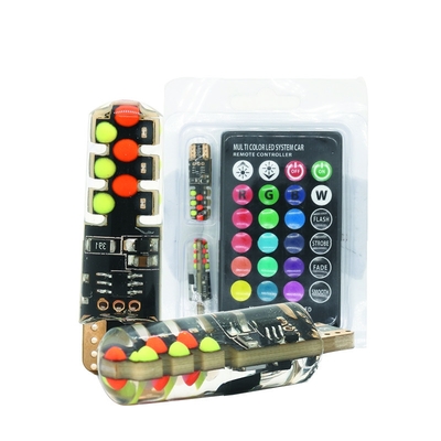 ความสว่าง รถชนิดใหม่ ด้านใน LED หลอดไฟ T10 5050 6SMD สี RGB With RGB With Remote แสงสตรีบ
