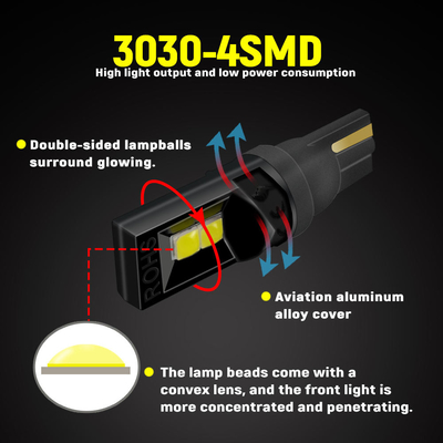 โคมไฟ LED 360 องศา T10 194 168 147 W5W 3030 โคมไฟ LED ภายในรถยนต์