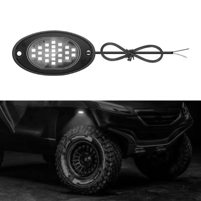 12V กันน้ํา แชสซี่แสง 2835 LED สีเดียว สีขาวบริสุทธิ์ 24 LED แสงหินสําหรับรถบรรทุก Jeep ATV UTV Offroad Underglow
