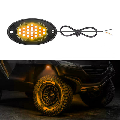 12V กันน้ํา แชสซี่แสง 2835 LED สีเดียว สีขาวบริสุทธิ์ 24 LED แสงหินสําหรับรถบรรทุก Jeep ATV UTV Offroad Underglow