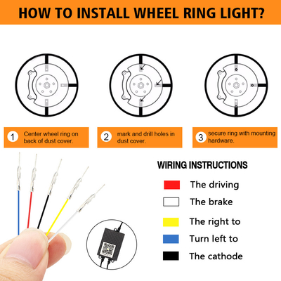 RGB SMD 5050 LED Strip IP67 กันน้ํา LED วงล้อรถ Hub สีแสง RGB วงล้อ LED ไฟสําหรับล้อรถด้วย App Control