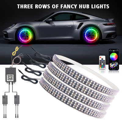 RGB SMD 5050 LED Strip IP67 กันน้ํา LED วงล้อรถ Hub สีแสง RGB วงล้อ LED ไฟสําหรับล้อรถด้วย App Control