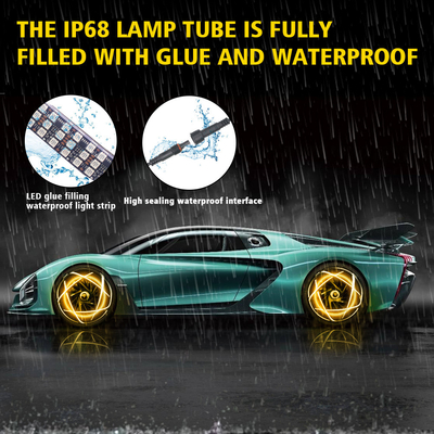 RGB SMD 5050 LED Strip IP67 กันน้ํา LED วงล้อรถ Hub สีแสง RGB วงล้อ LED ไฟสําหรับล้อรถด้วย App Control