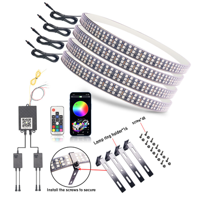 RGB SMD 5050 LED Strip IP67 กันน้ํา LED วงล้อรถ Hub สีแสง RGB วงล้อ LED ไฟสําหรับล้อรถด้วย App Control