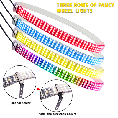 RGB SMD 5050 LED Strip IP67 กันน้ํา LED วงล้อรถ Hub สีแสง RGB วงล้อ LED ไฟสําหรับล้อรถด้วย App Control