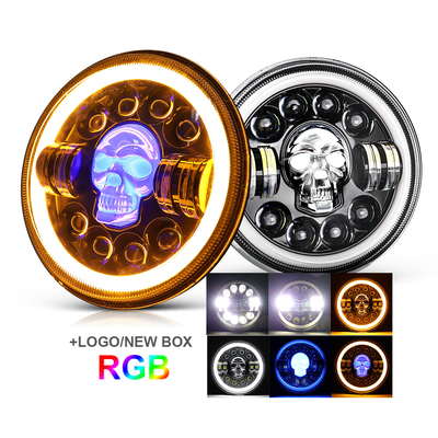 7Inch Round รถจักรยานยนต์ LED ไฟหน้าสำหรับ Harley Royal Enfield 12000lm
