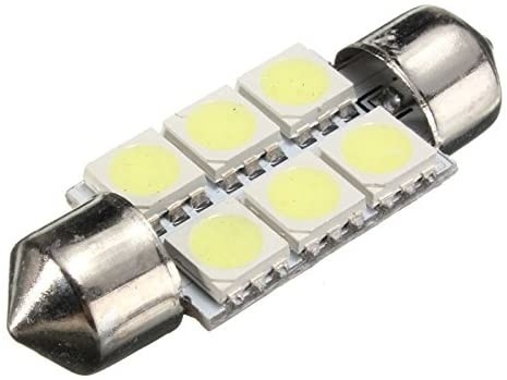 Festoon C5W 5050 6SMD ไฟ LED ภายในรถโคมไฟหลอดไฟโดมสีฟ้าสีขาว DC 12V 31 มม. 36 มม. 39 มม. 41 มม.