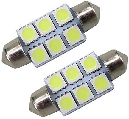 Festoon C5W 5050 6SMD ไฟ LED ภายในรถโคมไฟหลอดไฟโดมสีฟ้าสีขาว DC 12V 31 มม. 36 มม. 39 มม. 41 มม.