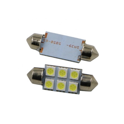 Festoon C5W 5050 6SMD ไฟ LED ภายในรถโคมไฟหลอดไฟโดมสีฟ้าสีขาว DC 12V 31 มม. 36 มม. 39 มม. 41 มม.