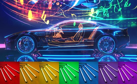 4 ชิ้น 48 Led Strip รถ บรรยากาศภายในไฟ IP65 พร้อมพอร์ต USB APP Control