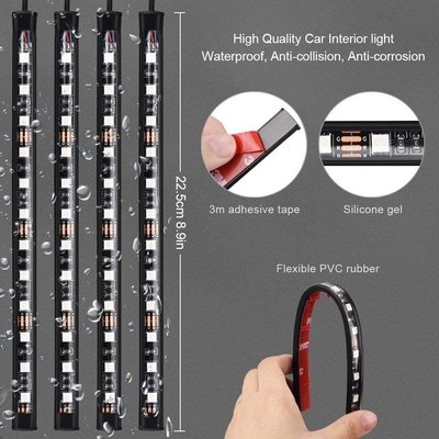 4 ชิ้น 48 Led Strip รถ บรรยากาศภายในไฟ IP65 พร้อมพอร์ต USB APP Control
